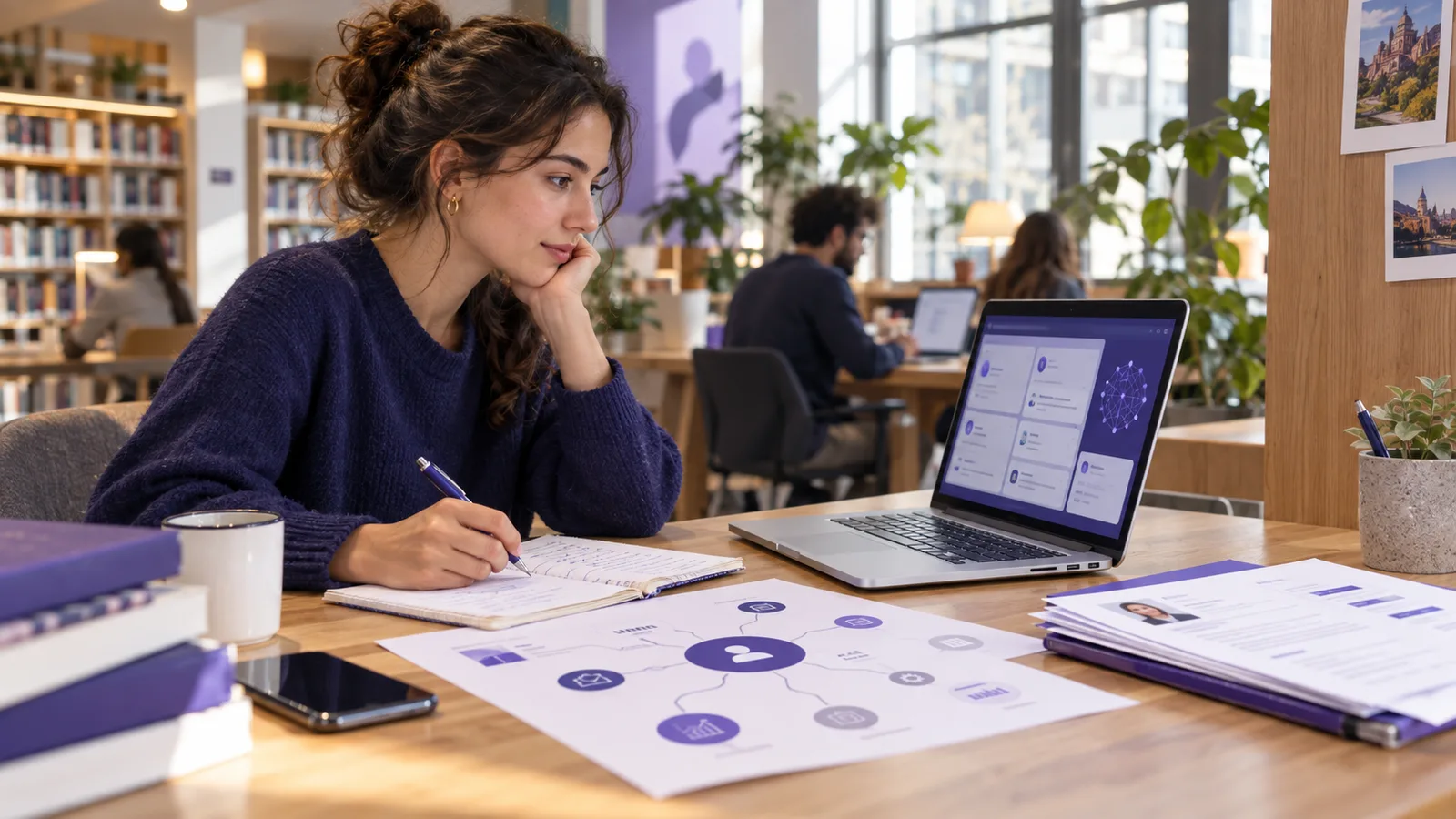 Candidate organisant sa recherche d’emploi spécialisée dans l’intelligence artificielle.