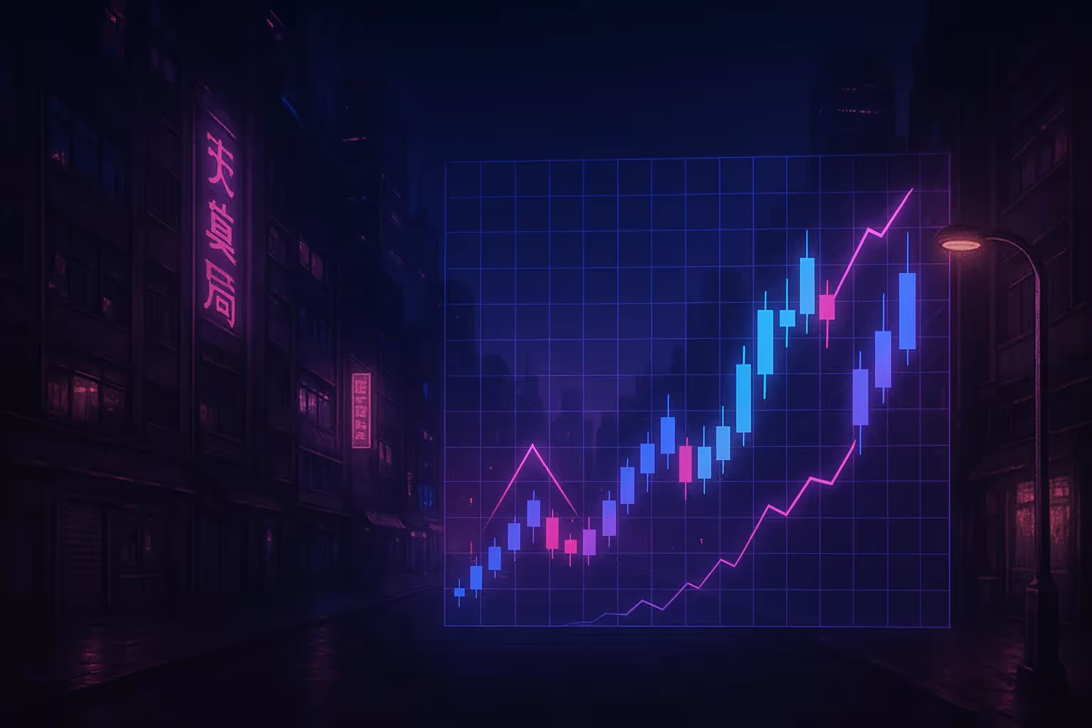 Graphique de tendance blockchain en style cyberpunk