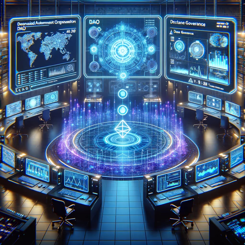 centre de commandement de haute technologie indiquant les opérations d'une DAO