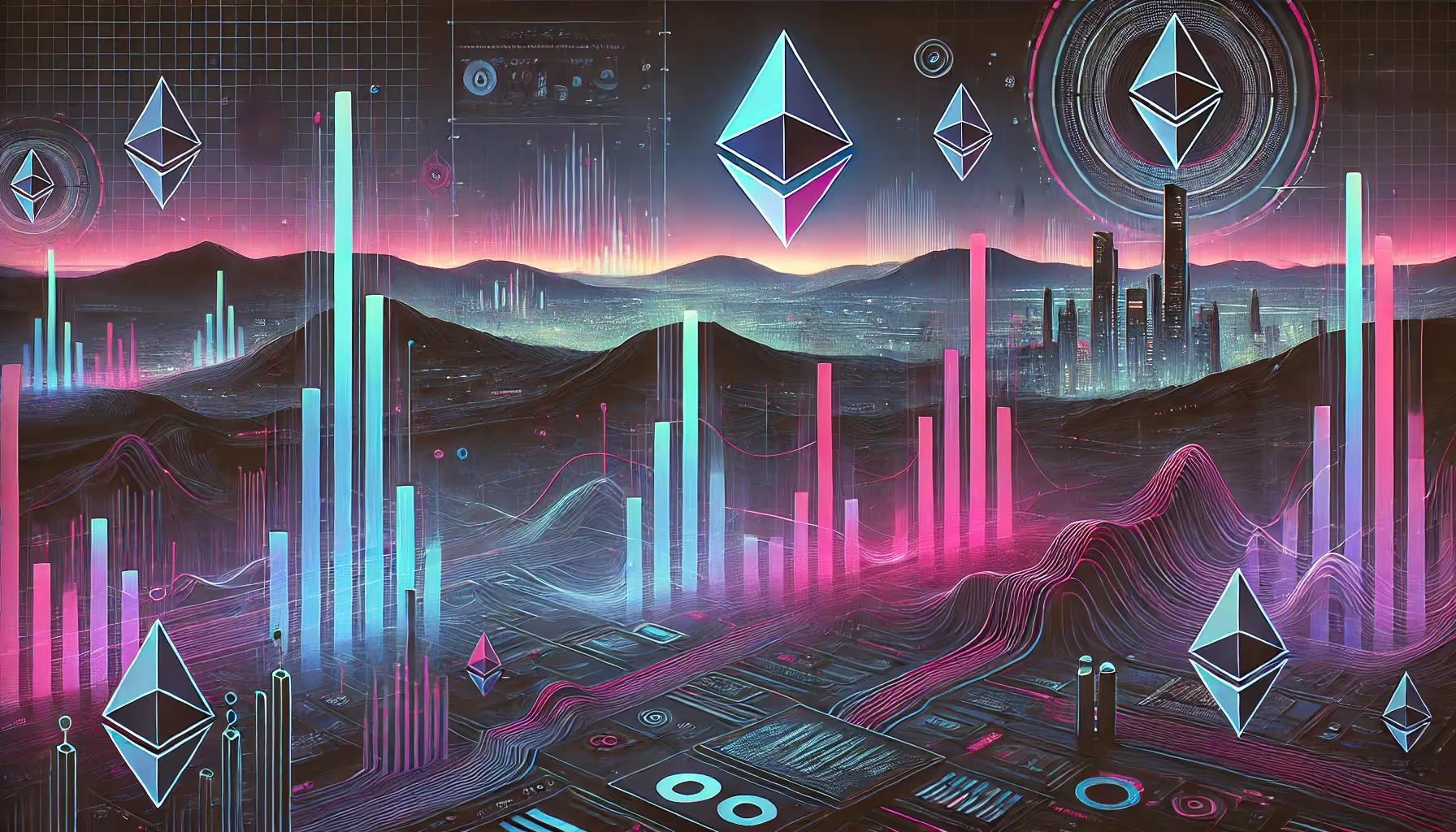 Image illustrant la croissance des développeurs blockchain Ethereum, avec des courbes symbolisant l'évolution et l'adoption technologique.